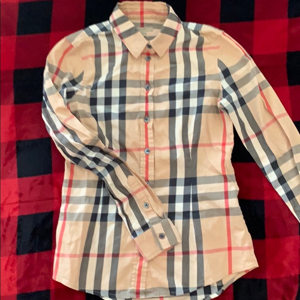Burberry Check Long Sleeve Button Up